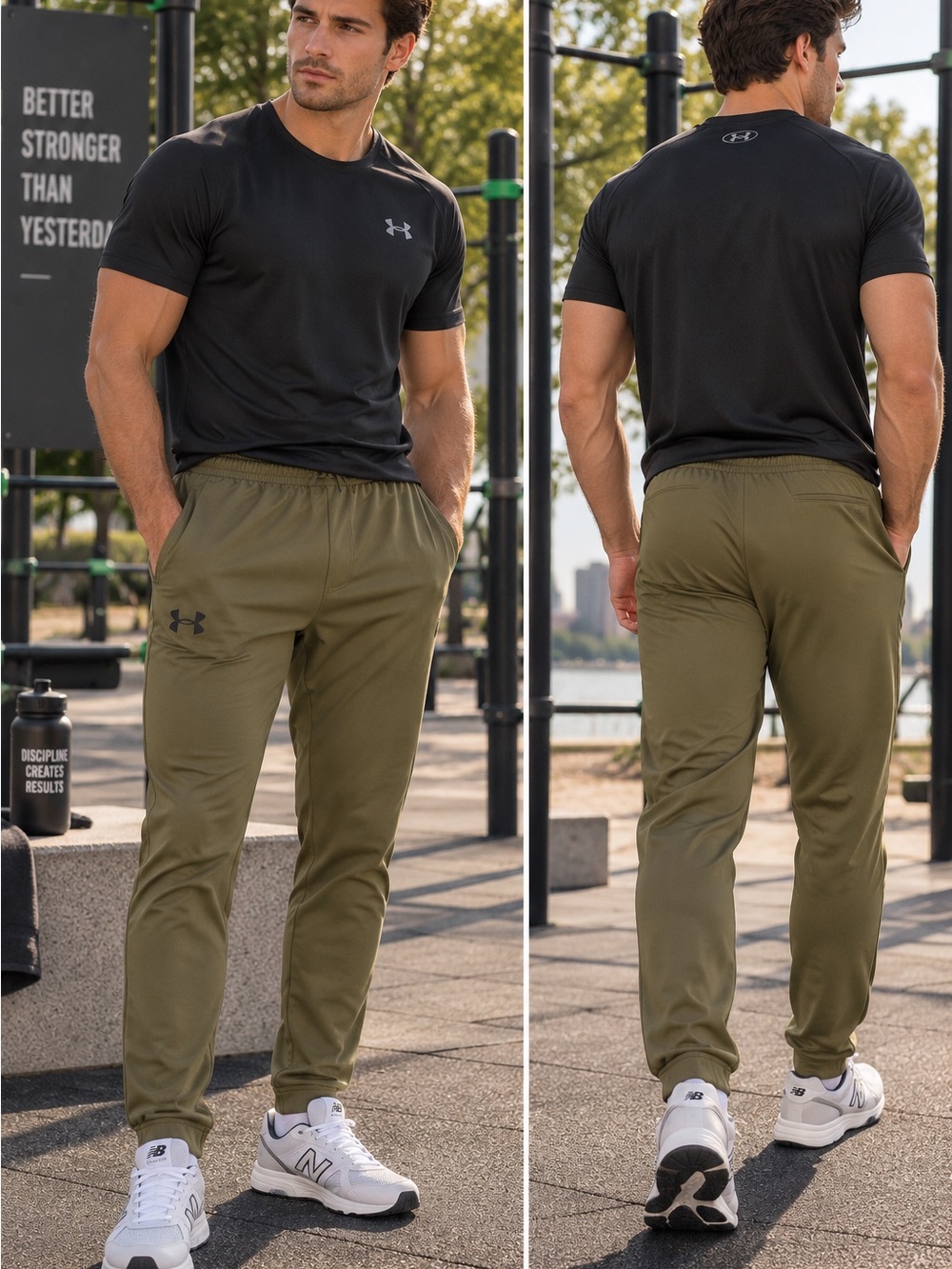 Under Armour Men’s Loose Fit Athletic Pants Olive Green – Size L
